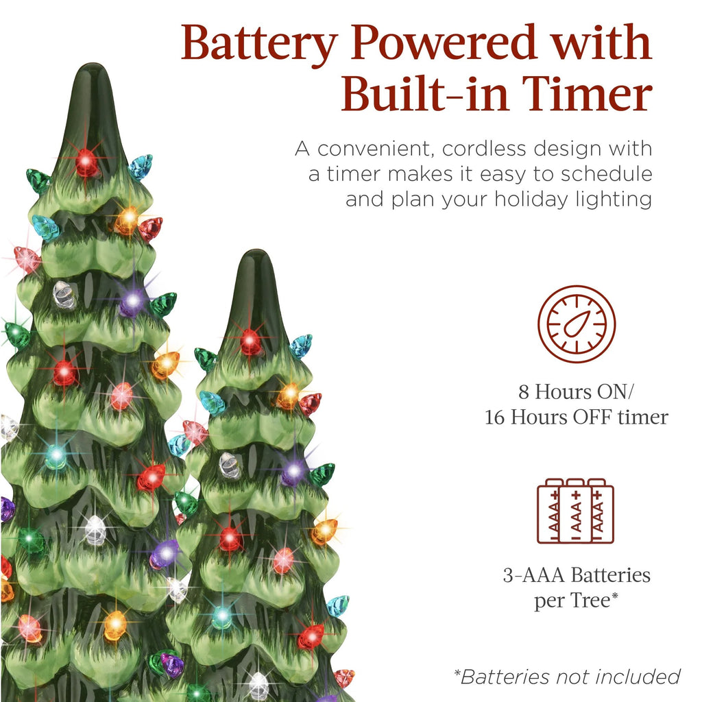 Hand-Painted Ceramic Pre-Lit Christmas Tree with LED Lights🎄