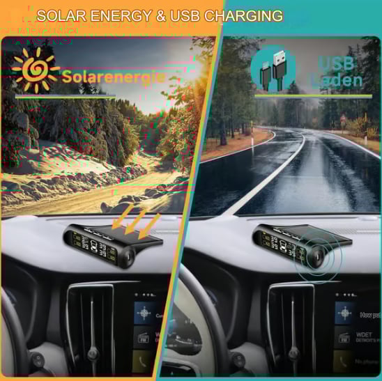 🏆Solar Powered Car Tire Pressure Monitoring Tool