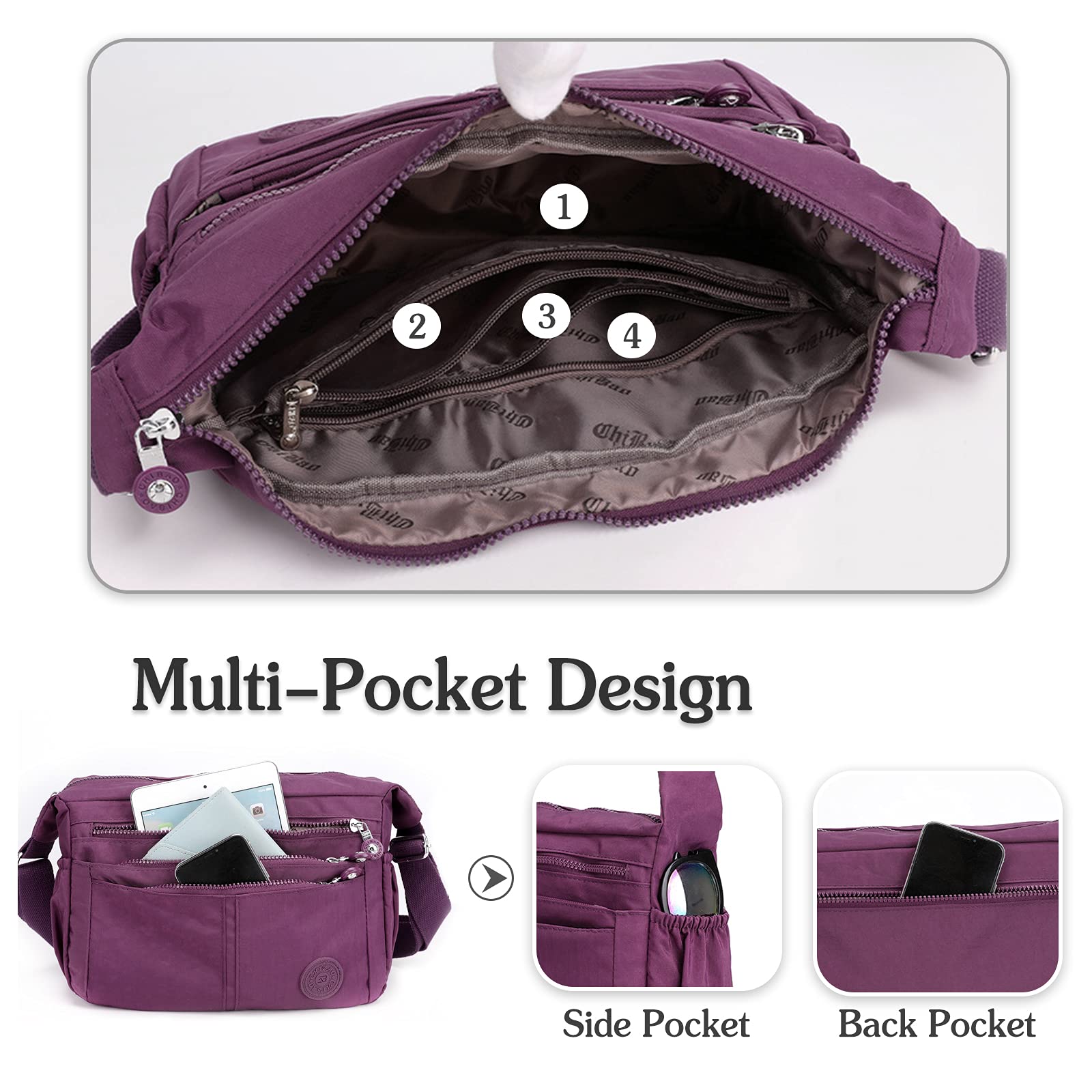 Multi-Pocket Large Capacity Waterproof Casual Crossbody Bag Shoulder Bag
