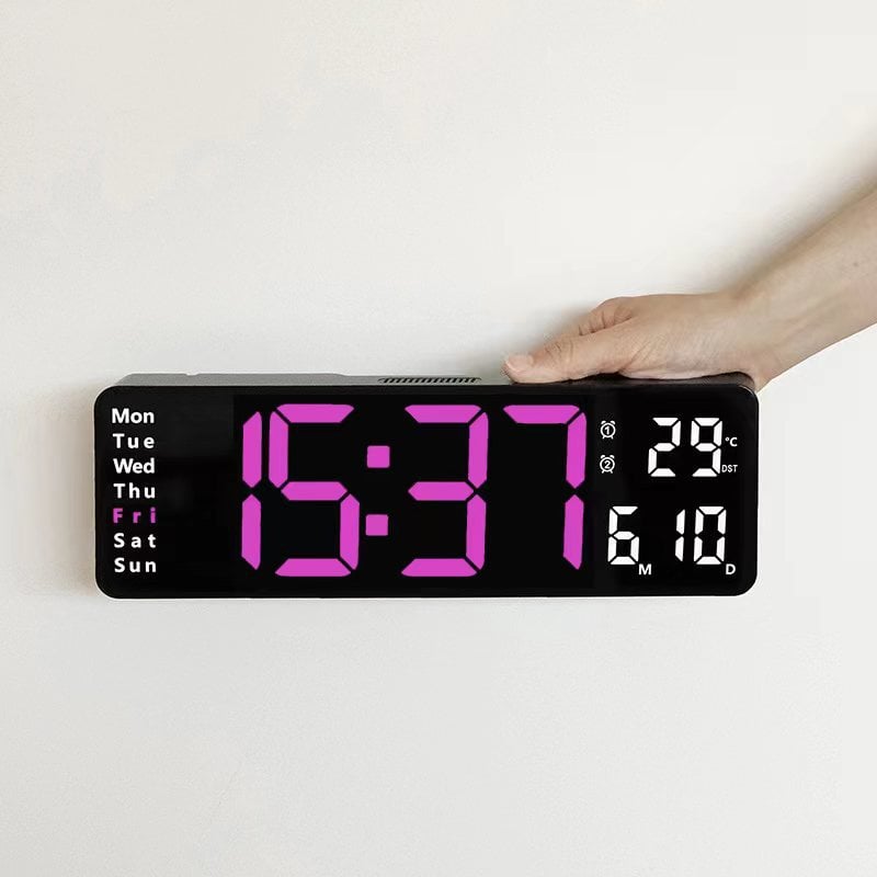 13" Large Digital Clock with Temperature, Date, Auto DST, Night Light, Auto Brightness Dimmer