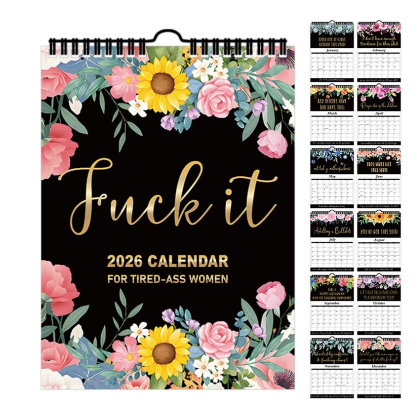 🏆Hot Sale⚡2026 Calendar For Tired-Ass Women - Humorous Daily Planner with Relatable Quotes, Stress-Relief Organizer for Busy Moms, Working Women & Burnout Ladies