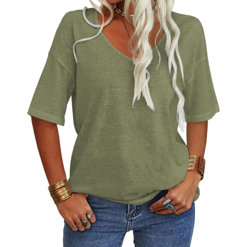 ✨Women's Solid Color V-Neck T-shirt [On Sale & Quick Ship!]