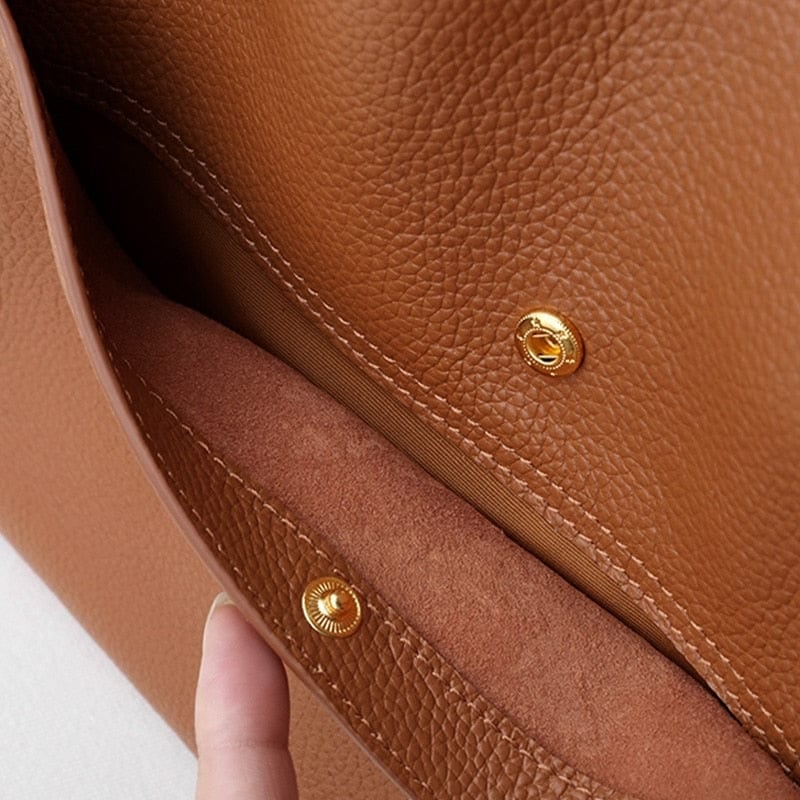 ⏰Solid color simple genuine leather shoulder bag🔥