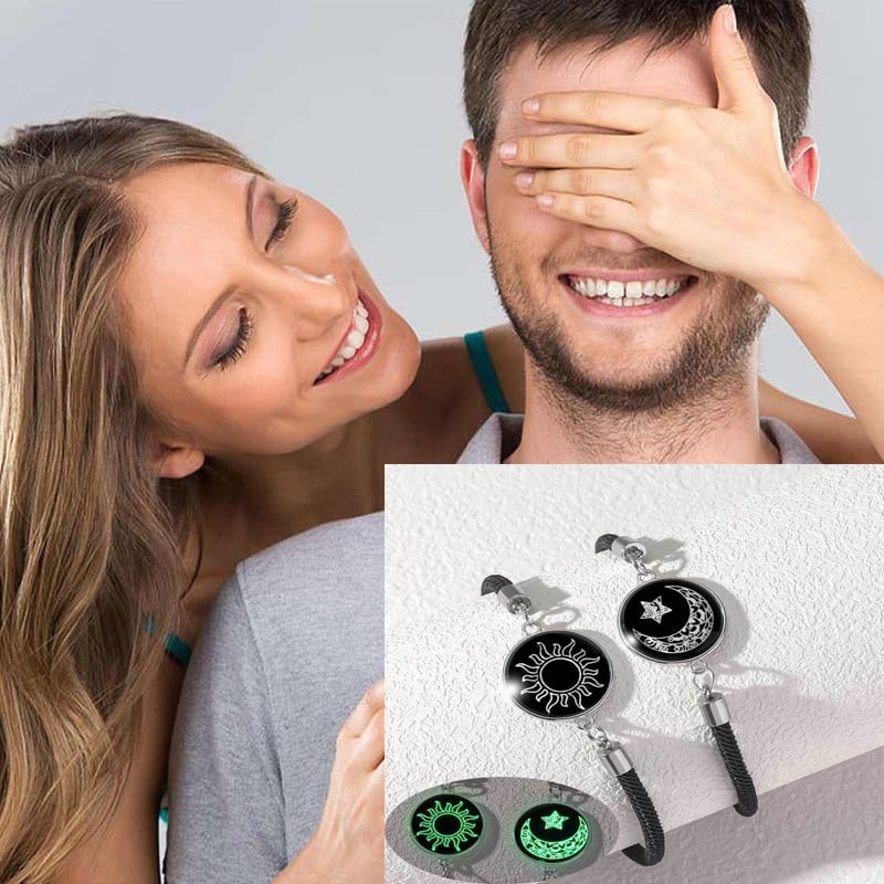 🔥 2-Pack Magnetic Sun & Moon Bracelets – Luminous Couples Jewelry for Long-Distance Love