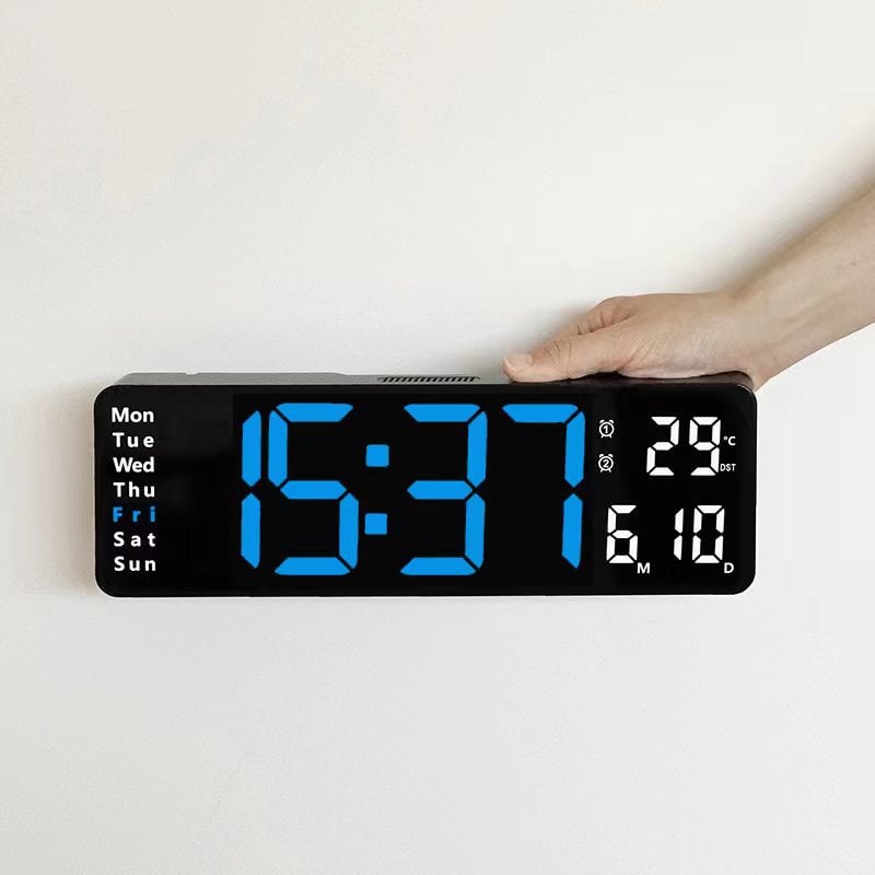 13" Large Digital Clock with Temperature, Date, Auto DST, Night Light, Auto Brightness Dimmer