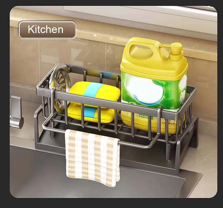 🌟 Say Goodbye to Clutter✨ Stainless Steel Kitchen Sink Storage Rack – For a Neat, Organized Kitchen! 🌟