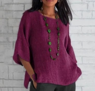 Spring 2024 fashion solid color cotton linen top