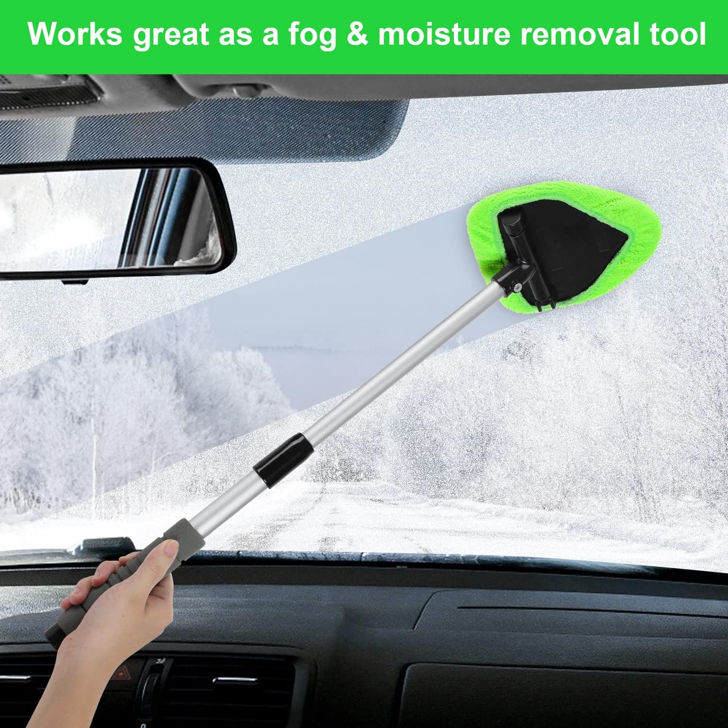 🔥Microfiber Car Windshield Cleaning Tool with Extendable Handle
