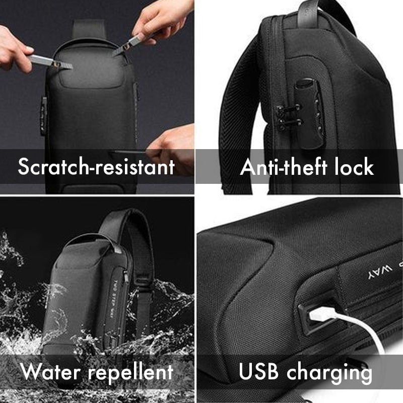 USB charging sport sling Anti-theft shoulder bag