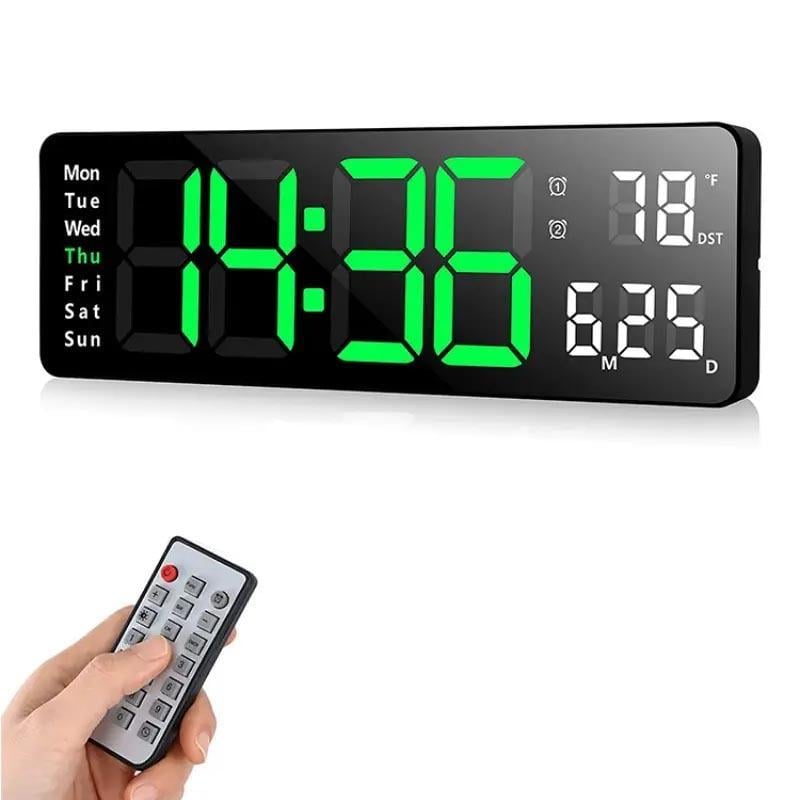 13" Large Digital Clock with Temperature, Date, Auto DST, Night Light, Auto Brightness Dimmer