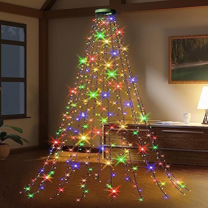 🎄Holiday Pre-Sale🔥Waterproof Christmas Tree Waterfall Lights with Ring