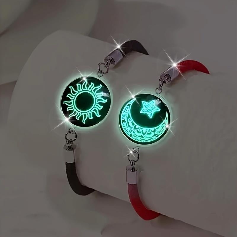 🔥 2-Pack Magnetic Sun & Moon Bracelets – Luminous Couples Jewelry for Long-Distance Love