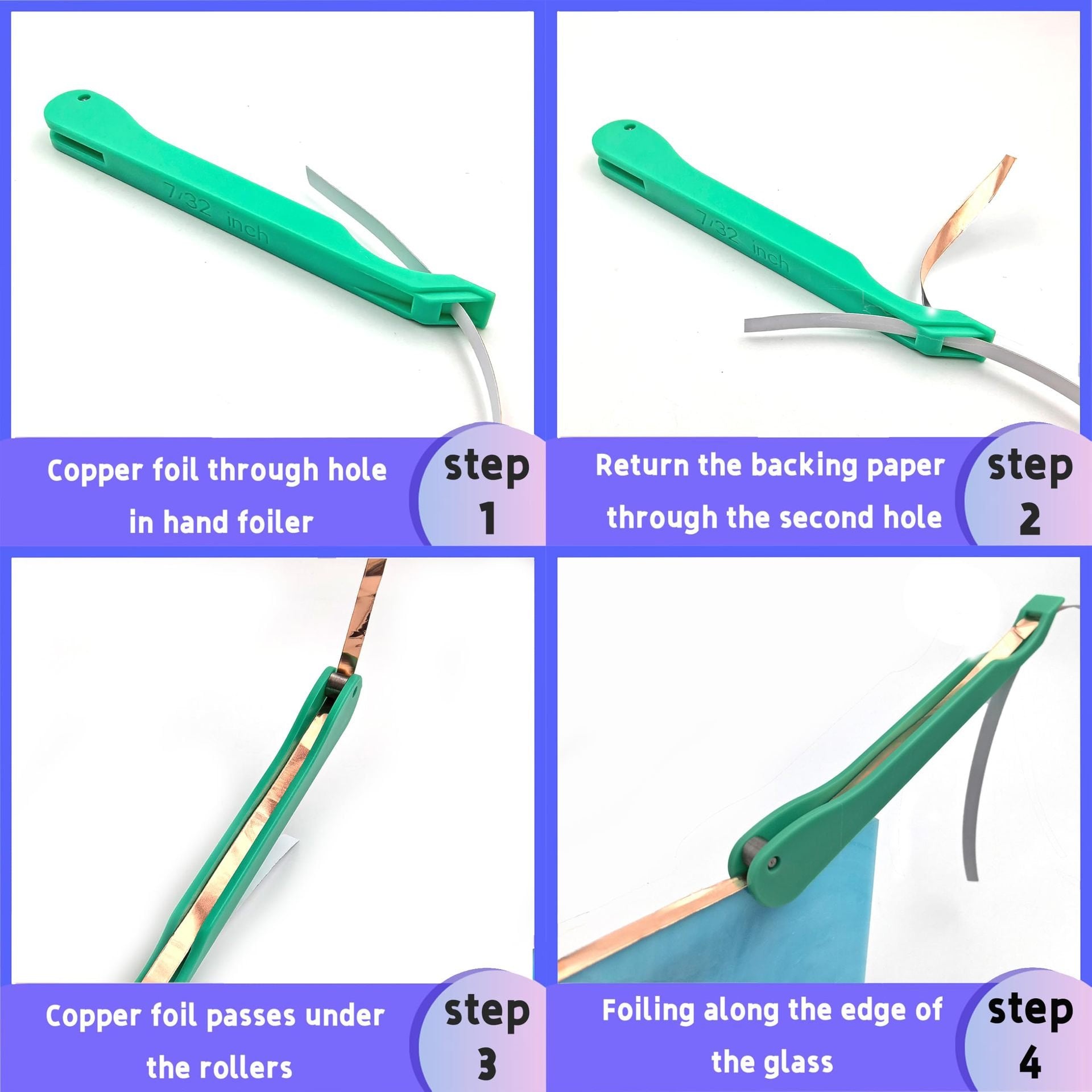 Hand foiler 7/32" for stained glass copper foiling tool