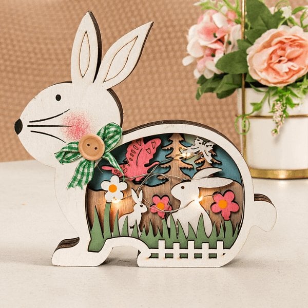 Wooden Easter Decor LED Light