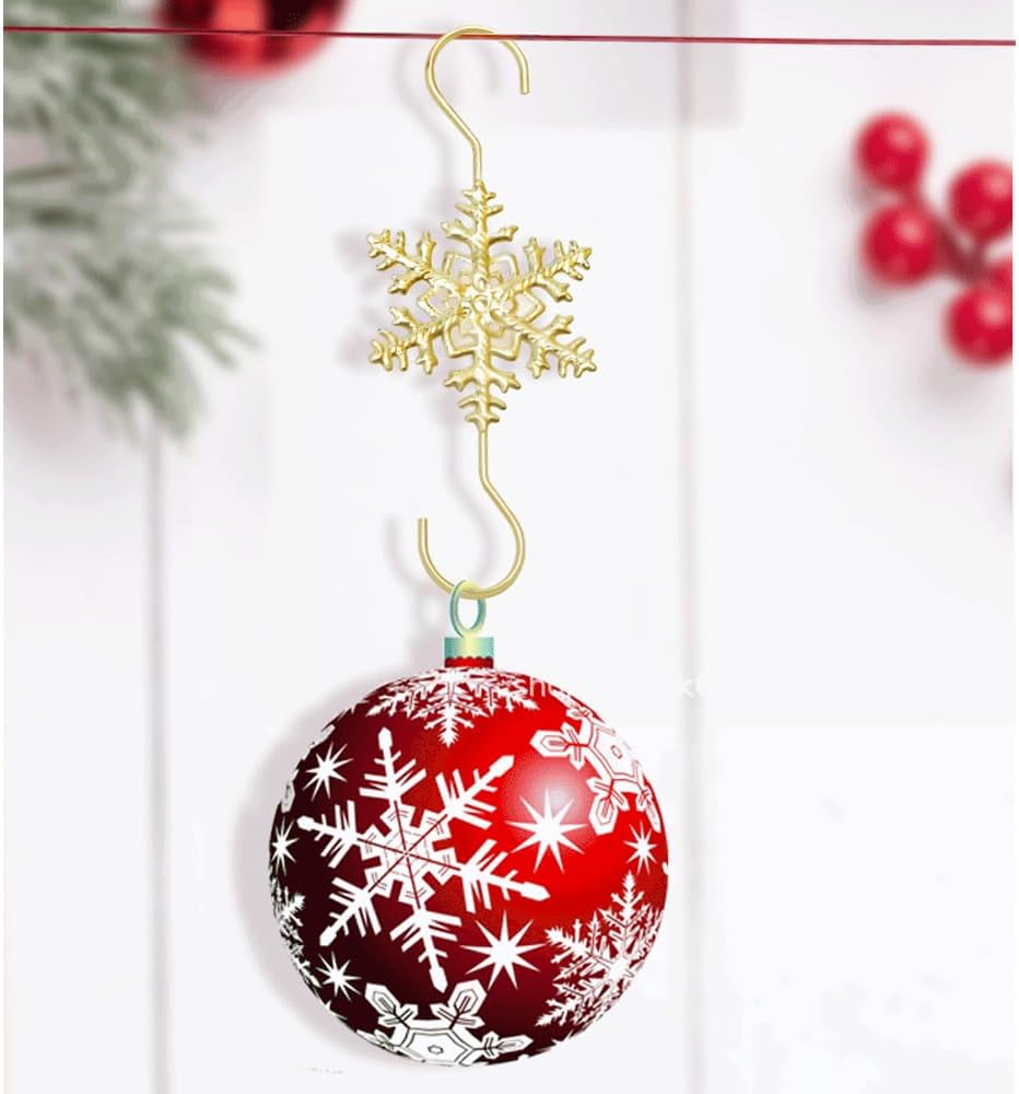 🏆2025 Christmas Hot Sale⚡Christmas S-Hooks - Metal Hanging Hooks with Snowflake Charms for Ornaments, Garland (20pcs)