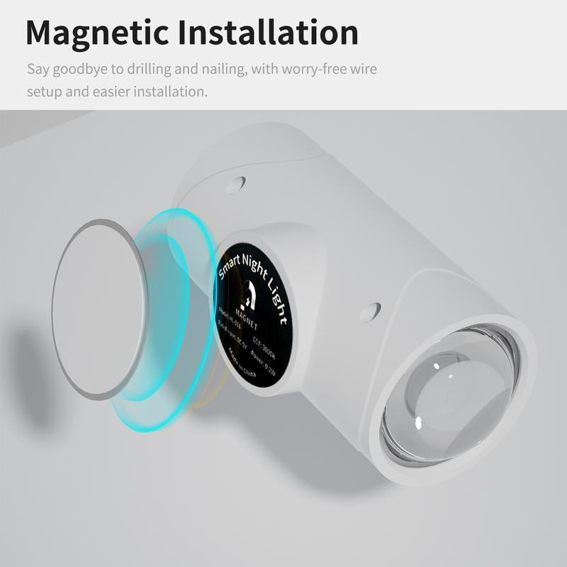 Smart LED Night Light with Motion Sensor, RGB Gradient Dimmable, USB Rechargeable, Magnetic, for Multiple Indoor Scenes