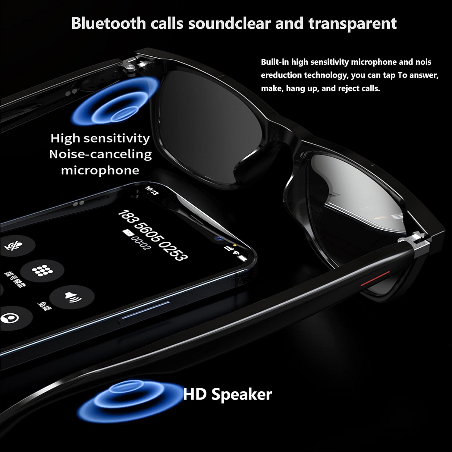 AI Wireless Bluetooth Translation Glasses