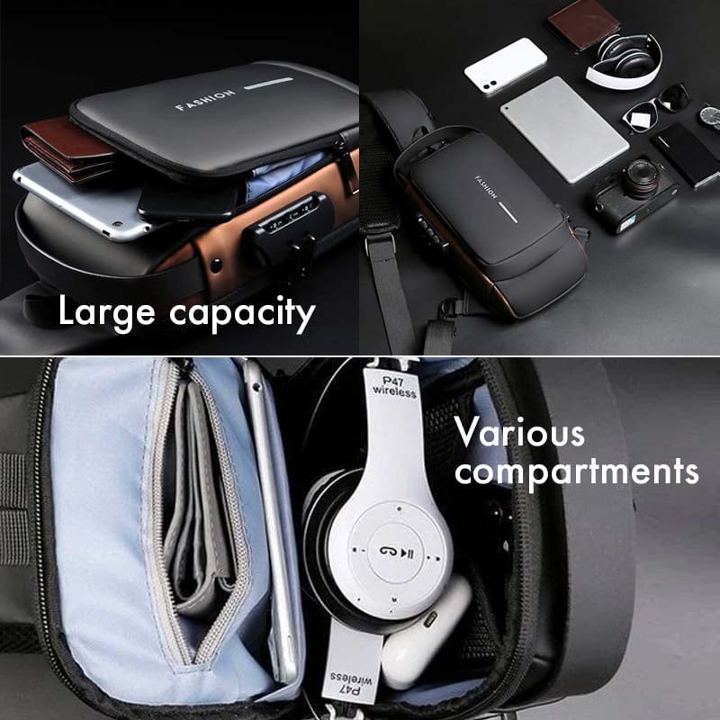 USB charging sport sling Anti-theft shoulder bag