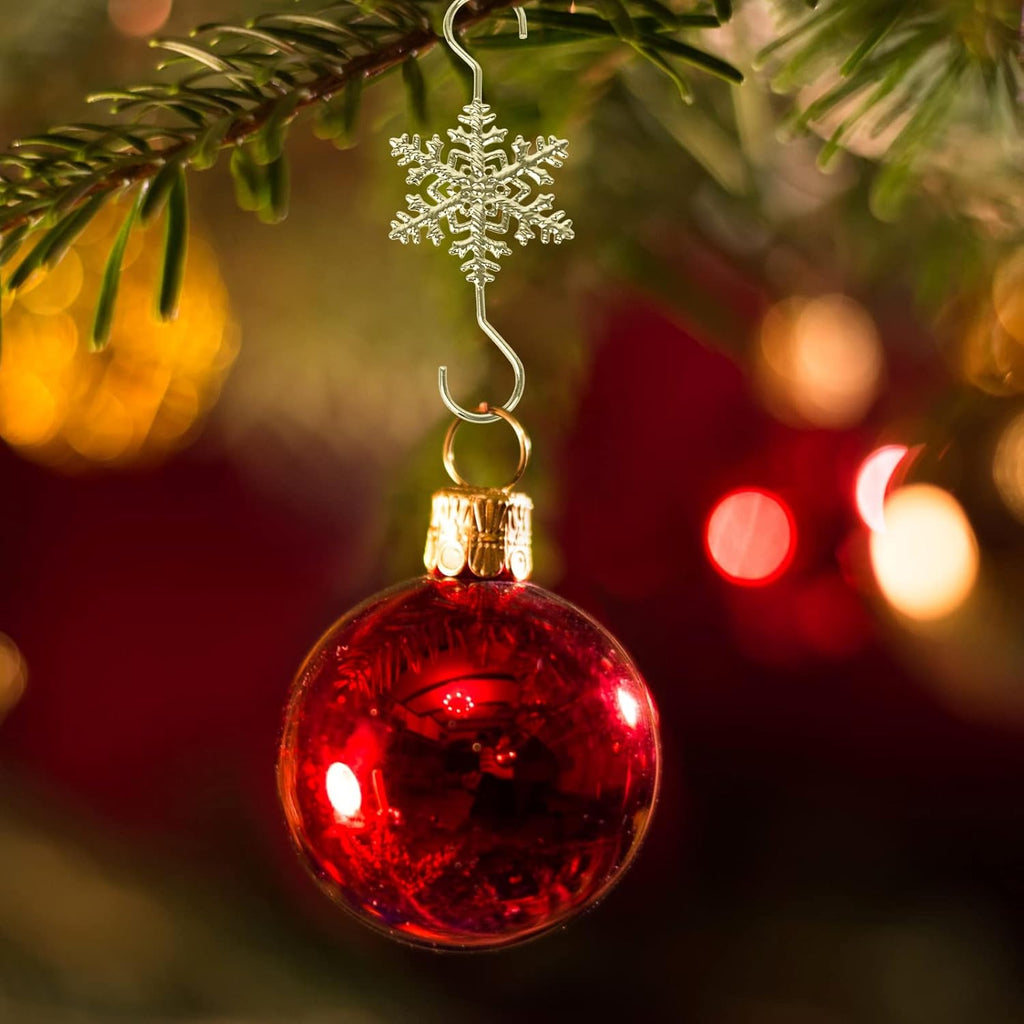 🏆2025 Christmas Hot Sale⚡Christmas S-Hooks - Metal Hanging Hooks with Snowflake Charms for Ornaments, Garland (20pcs)