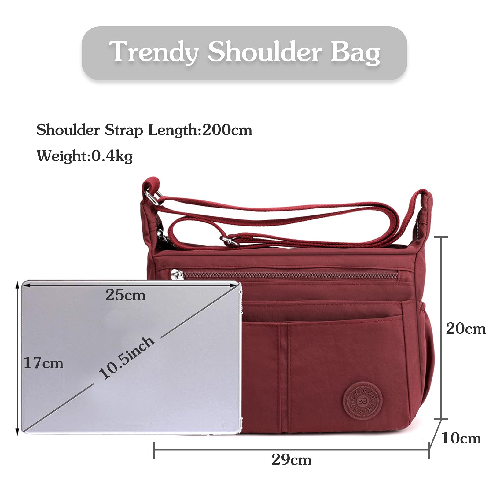 Multi-Pocket Large Capacity Waterproof Casual Crossbody Bag Shoulder Bag