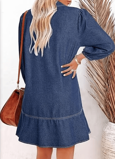 V-Neck Denim Dress — Where Comfort Meets Classic Style
