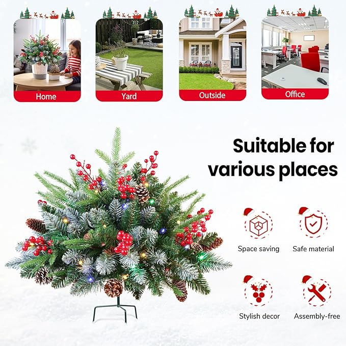 🎄 18-Inch Pre-Lit Christmas Tree – Perfect for Porch & Outdoor Holiday Décor