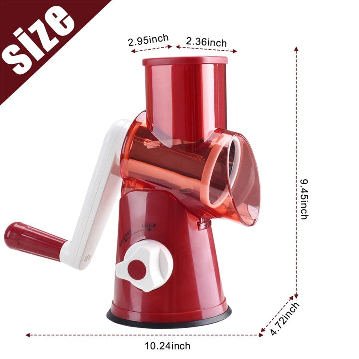 Hand Crank 3 Drum Blades Vegetable Slicer Shredder Grater