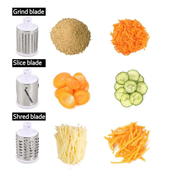 Hand Crank 3 Drum Blades Vegetable Slicer Shredder Grater
