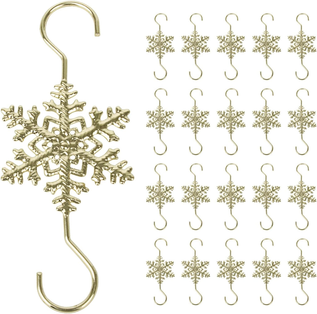 🏆2025 Christmas Hot Sale⚡Christmas S-Hooks - Metal Hanging Hooks with Snowflake Charms for Ornaments, Garland (20pcs)