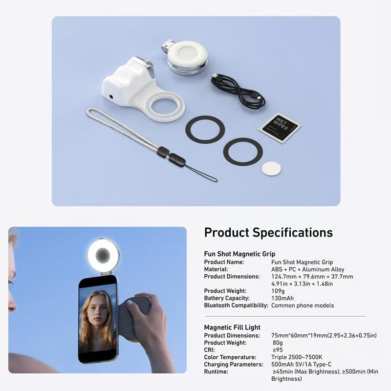 Magnetic 3-in-1 Selfie & Beauty Light