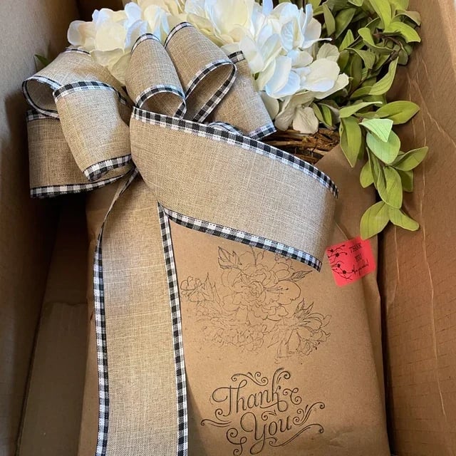 Cream Hydrangea Door Hanger Basket Wreath