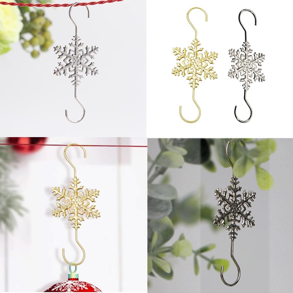 🏆2025 Christmas Hot Sale⚡Christmas S-Hooks - Metal Hanging Hooks with Snowflake Charms for Ornaments, Garland (20pcs)