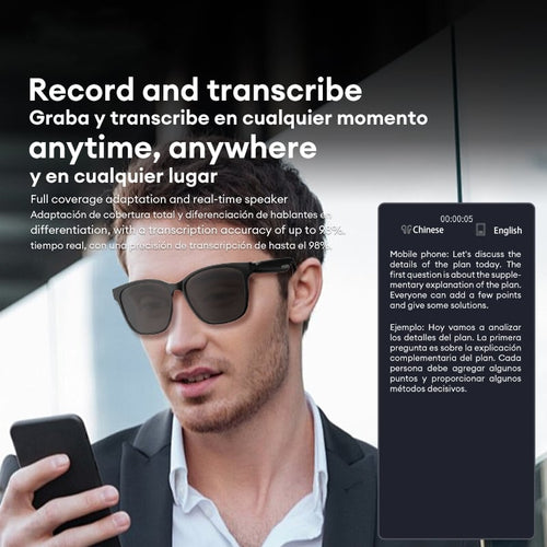 AI Wireless Bluetooth Translation Glasses