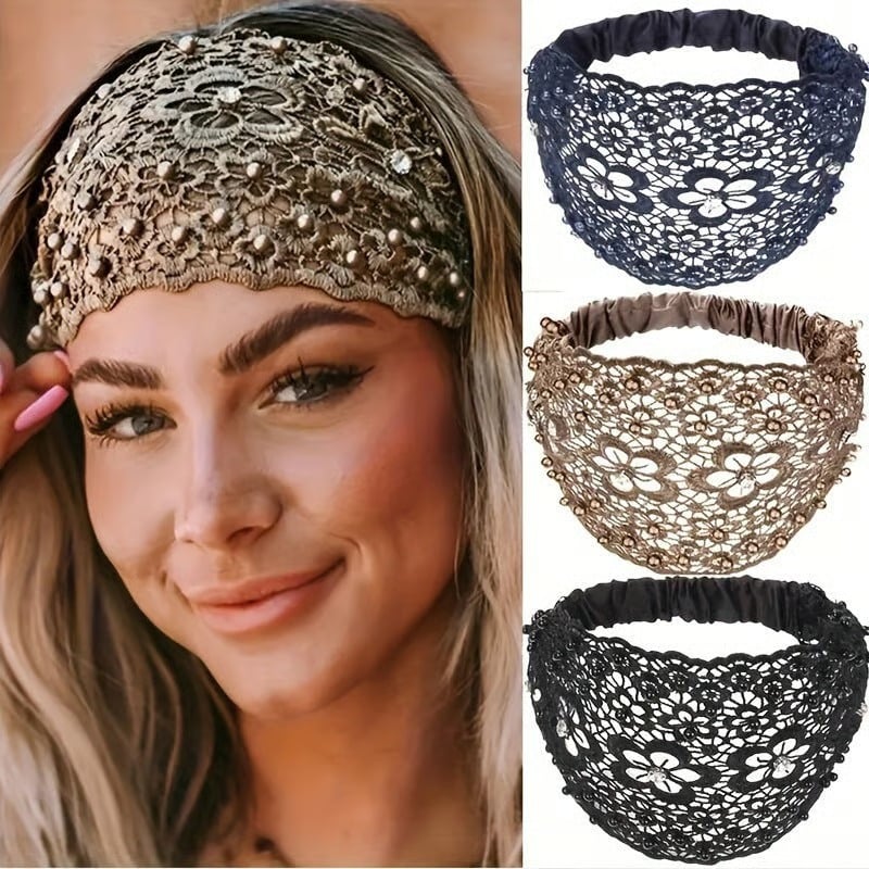 Plum Blossom Hollow Beaded Wide Headband