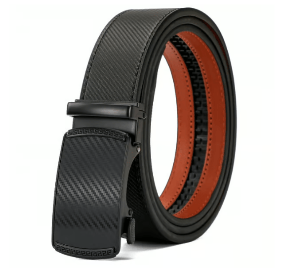 Leather Ratchet Belt With Adjustable Buckle