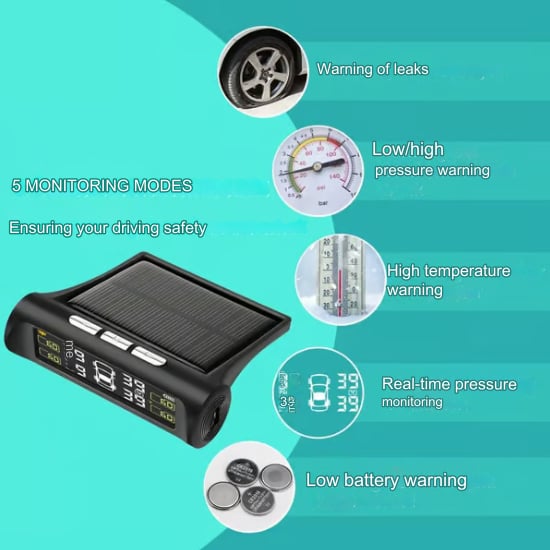 🏆Solar Powered Car Tire Pressure Monitoring Tool