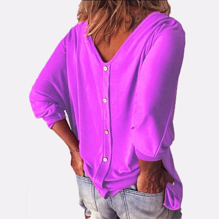 Plus Size Women Loose  Baggy T-Shirt Button👚