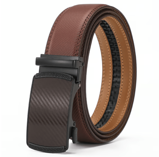 Leather Ratchet Belt With Adjustable Buckle