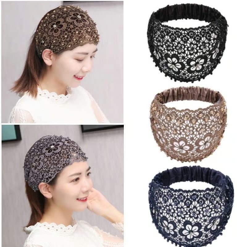 Plum Blossom Hollow Beaded Wide Headband