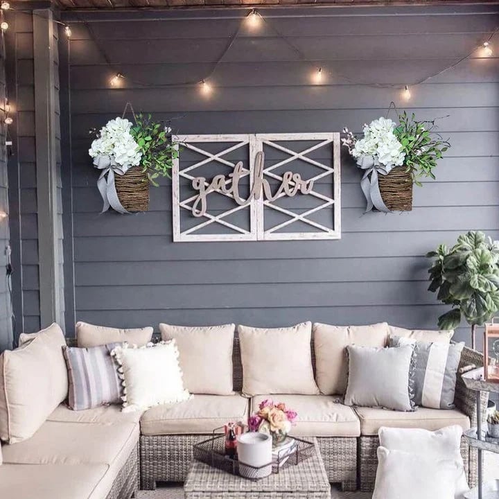 Cream Hydrangea Door Hanger Basket Wreath