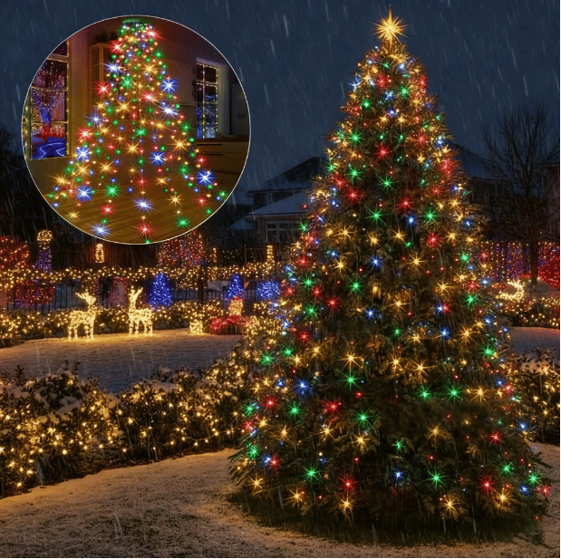 🎄Holiday Pre-Sale🔥Waterproof Christmas Tree Waterfall Lights with Ring