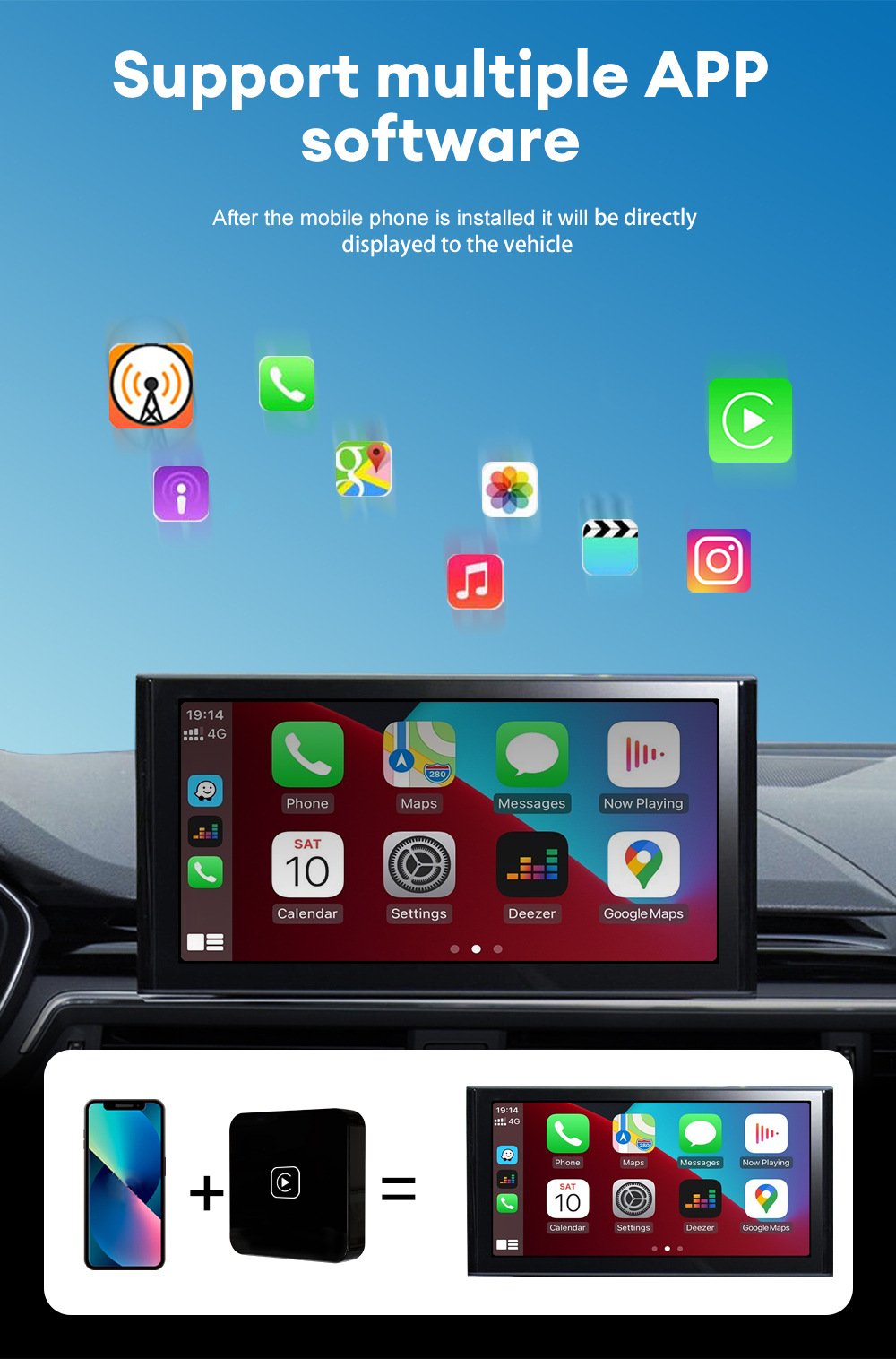 Wired to wireless Carplay wireless transmission adapter