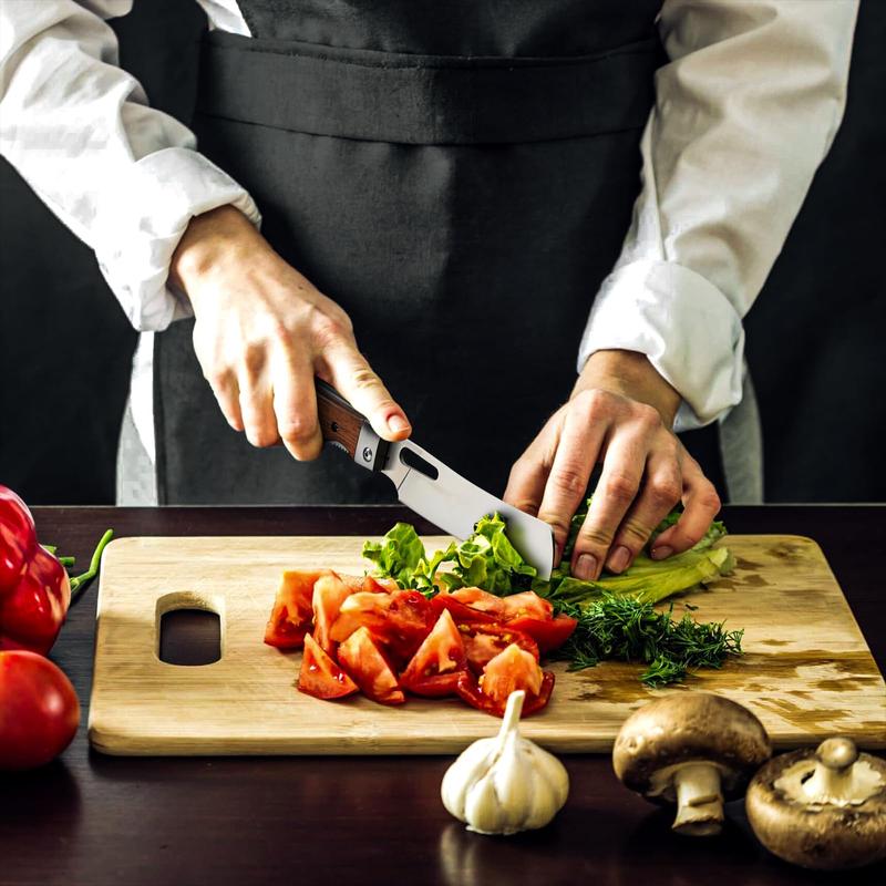 🔥✨Eternal-starlight Folding Nakiri Knife – 4Cr13 Stainless Steel Wood Handle Portable Chef Knife