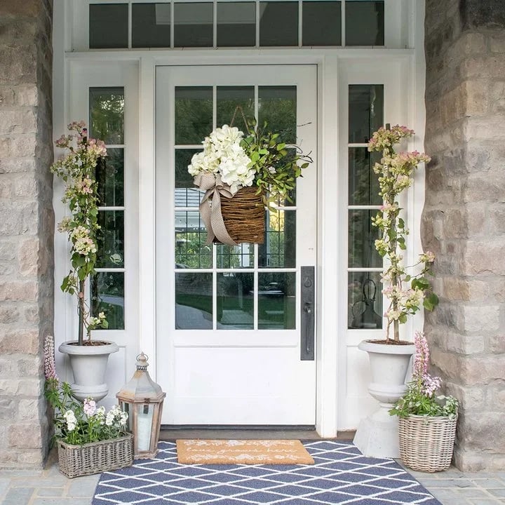 Cream Hydrangea Door Hanger Basket Wreath